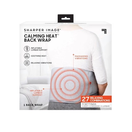 The Sharper Image Calming Heat Back Wrap - Fabric, Gray 6050040